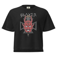 Slayer - Devils Horns Mineral Wash Womens Crop Top HYPER iCONiC.