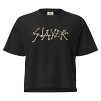 Slayer "Bone Logo" Mineral Wash Women's Crop Top