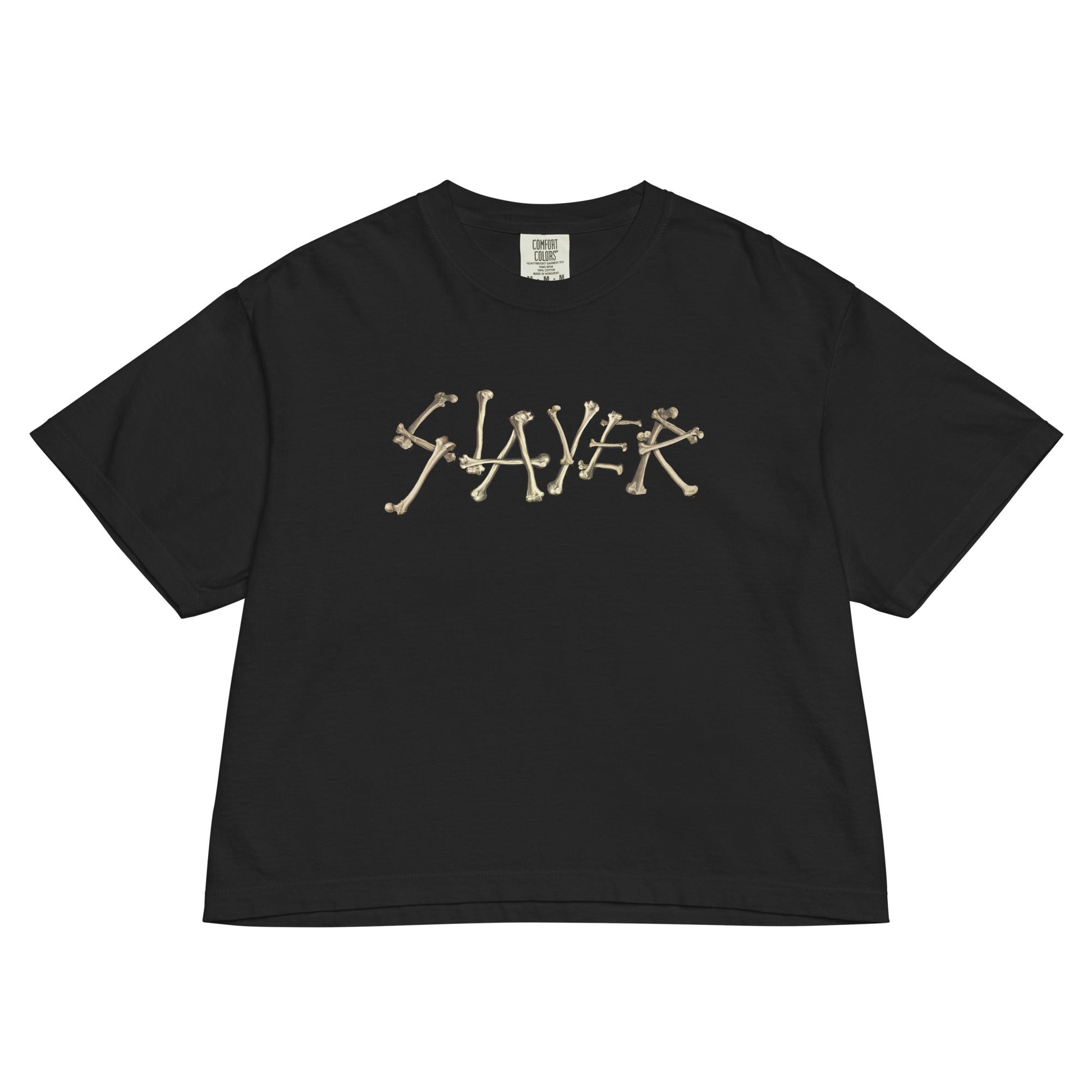 Slayer "Bone Logo" Mineral Wash Women's Crop Top