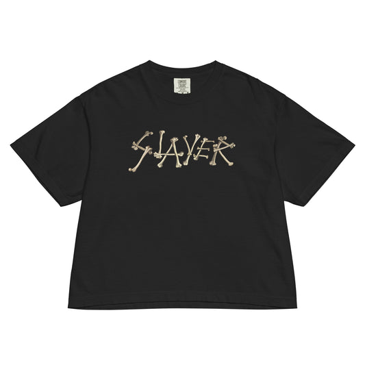 Slayer "Bone Logo" Mineral Wash Women's Crop Top