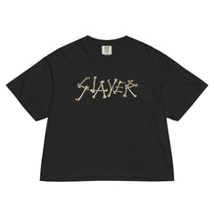 Slayer "Bone Logo" Mineral Wash Women's Crop Top