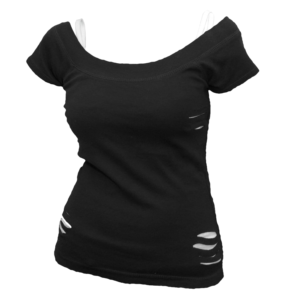 Urban Fashion "2-in-1 White Ripped" Shirt