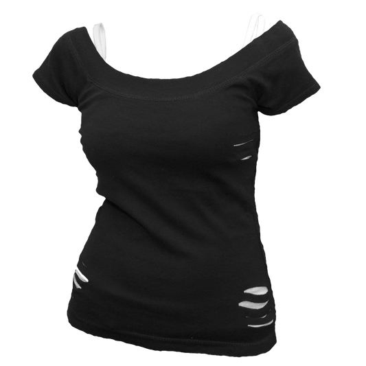 Urban Fashion "2-in-1 White Ripped" Shirt