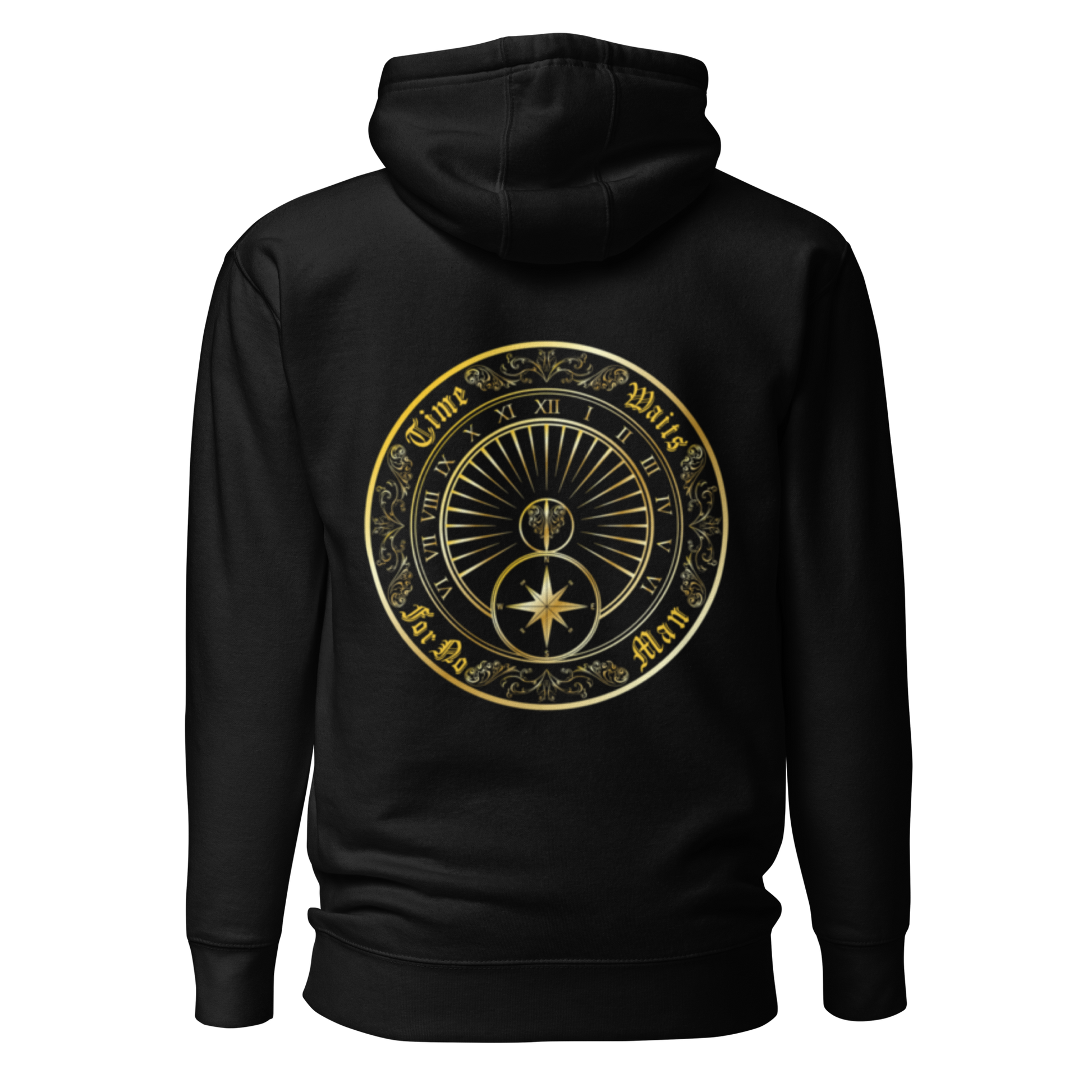 Time Waits For No Man "Sundial" Embroidered Pullover Hoodie