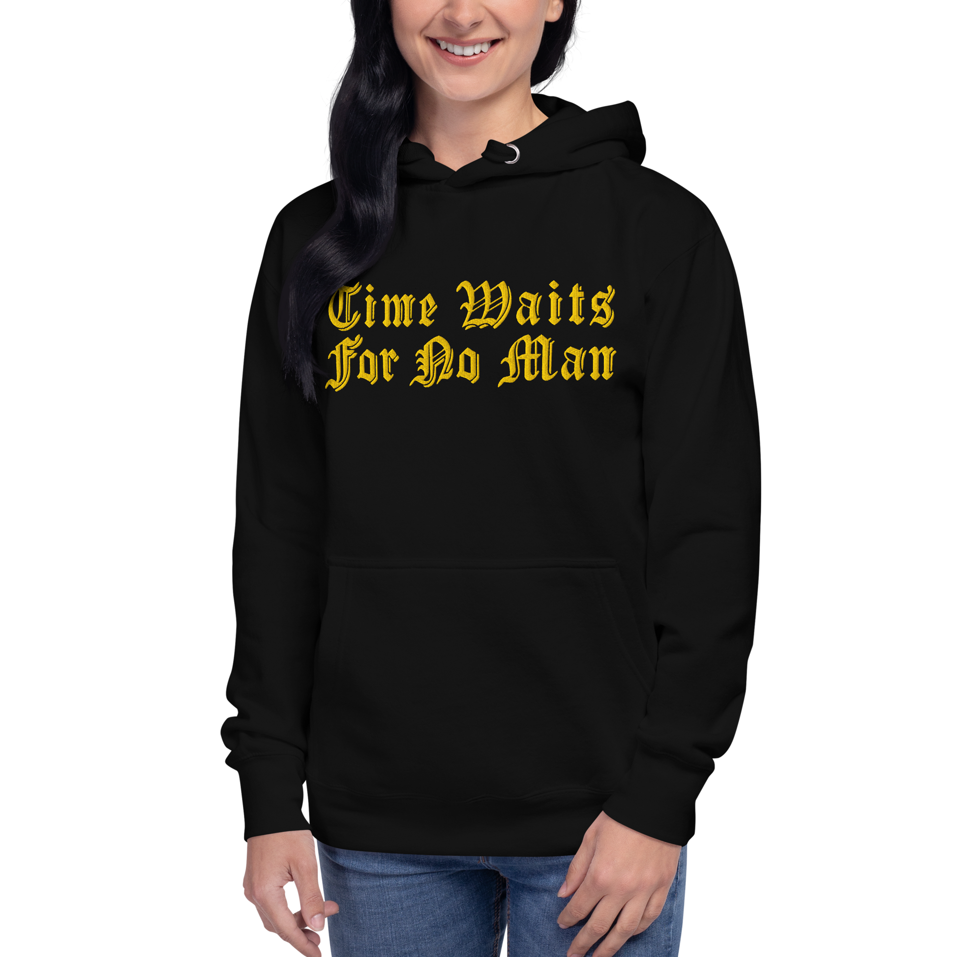 Time Waits For No Man "Sundial" Embroidered Pullover Hoodie